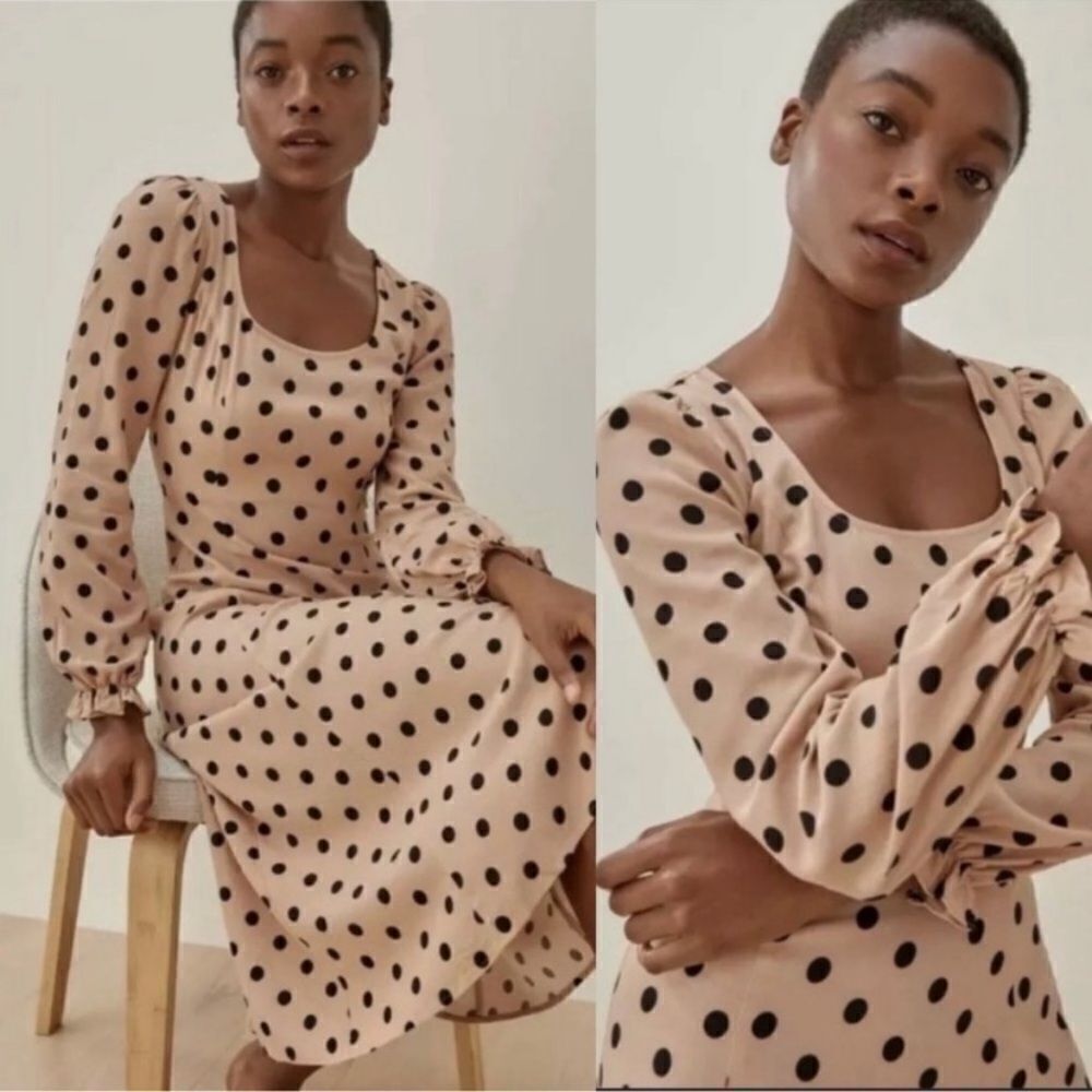 NWT Reformation Woodstock Midi Pink Ibiza Dress Dots Size 0